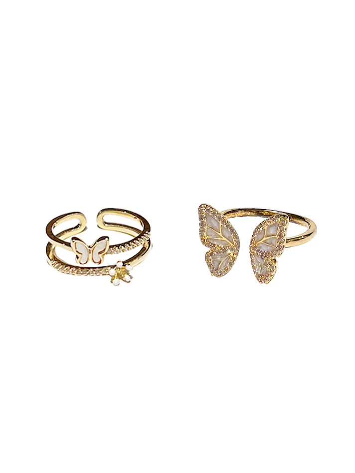 Bague fleur papillon de fée élégante de qualité supérieure, bijou féminin scintillant, cadeau parfait, design unique et raffiné pour toutes les femmes.