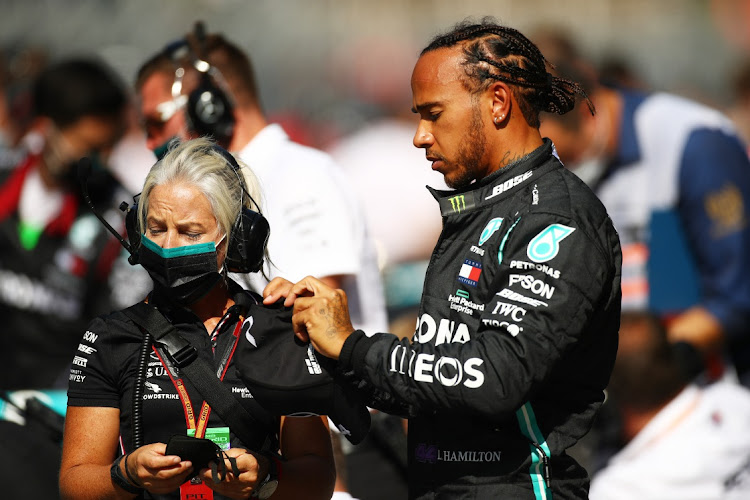 Lewis Hamilton of Great Britain and Mercedes GP prepares to drive on the grid prior to the F1 Grand Prix of Russia at Sochi Autodrom on September 27, 2020 in Sochi, Russia.