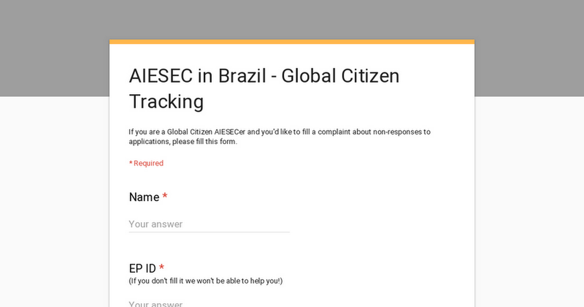 AIESEC in Brazil - Global Citizen Tracking