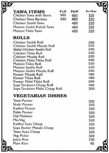 Qureshi's Kabab Corner menu 