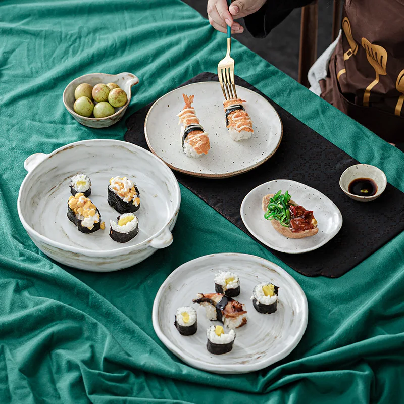 Japanese Style Rough Pottery Shaped Antique Dishes. Serve with elegance and enjoy unique meals using these traditional, 