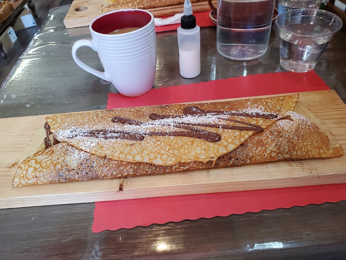 Gluten Free Nutella, banana, strawberry crepe