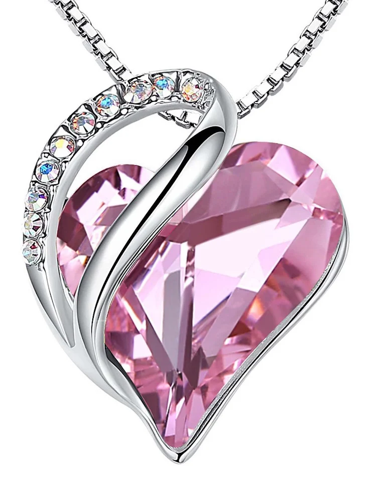 Sterling zilveren geometrische hartvormige hanger ketting met kleurrijke kristallen voor dames. Een perfect cadeau