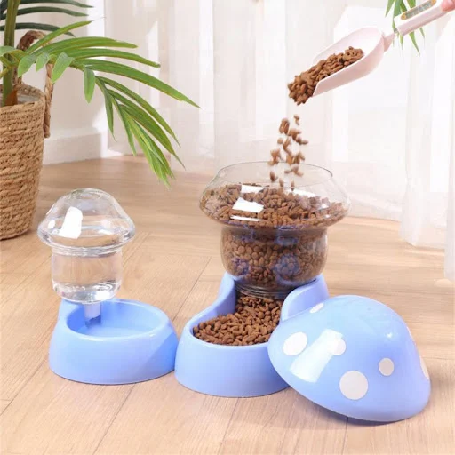 Mushroom Type Pet Cat Bowl 1.8L Automatic Feeder Dog Cat Food Bowl Drinking Water Bottle Kitten Bowls Feeding Bowl for D