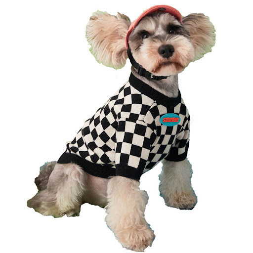 Title 5, Checkerboard Round Neck Pullover Sweater for Pe...