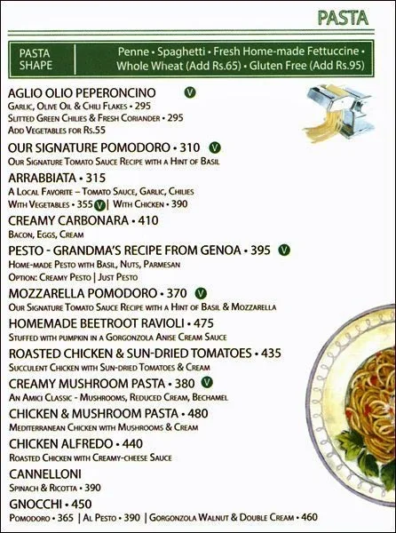 AMICI Cafe menu 