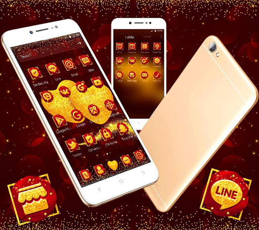 Golden Heart Glitter Launcher Theme ?