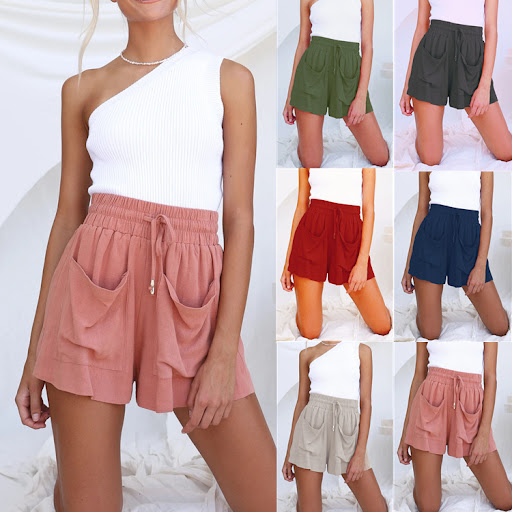 Title 4, Womens Summer Cotton and Linen Drawstring High...