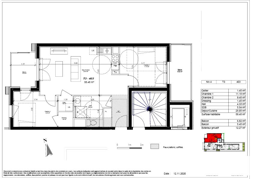 Vente appartement 3 pièces 58 m² à Grenoble (38000), 252 000 €