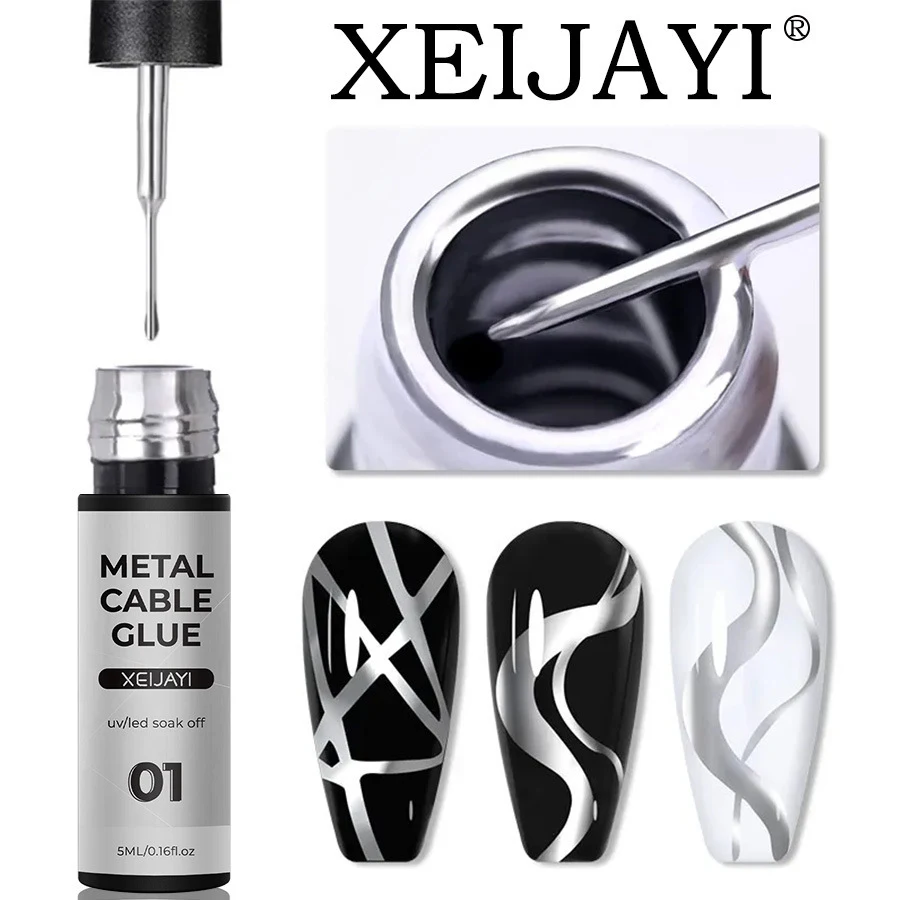 Adhésif métallique pour câbles d'ongles 5ml Hoy Edge Painted. Collez et peignez les bords, fixation durable, idéal pour les designs.