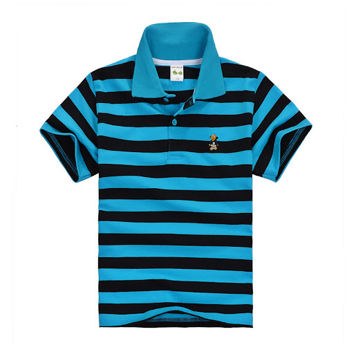 Title 18, CUHK Childrens T-shirt Cotton Striped Lapel Po...