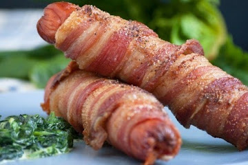 Cheese Stuffed Bacon Wrapped Hot Dogs