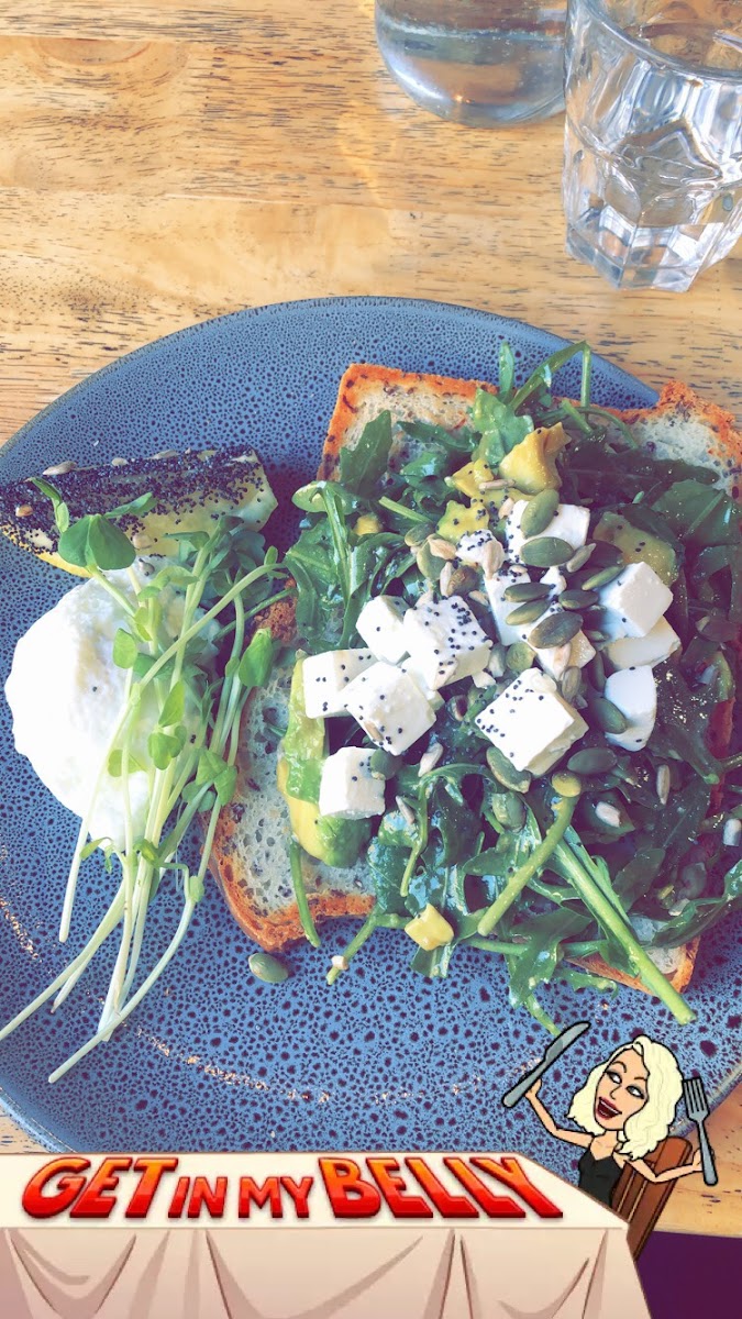 Birdies Avo on toast with feta & rocket