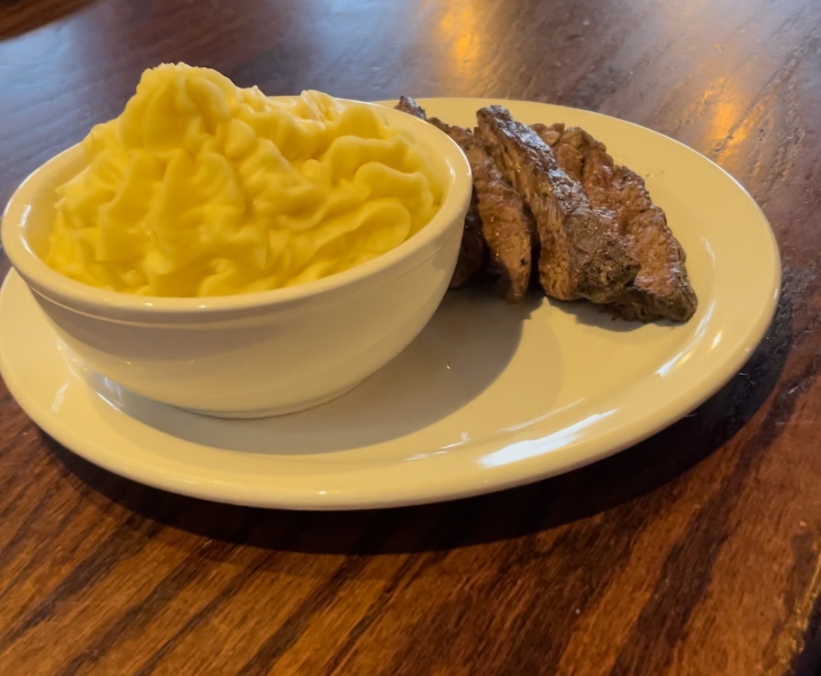 Kids steak and mashed potatoes