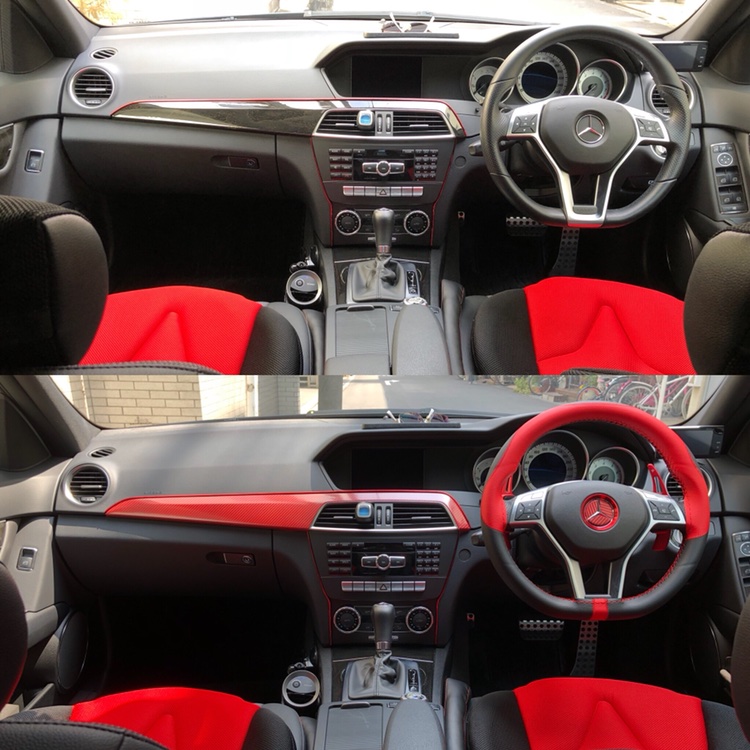 Cクラス セダンのパドルシフトエクステンション・ビフォーアフター・車内レッド化・ツノ👿に関するカスタム事例の投稿画像3枚目