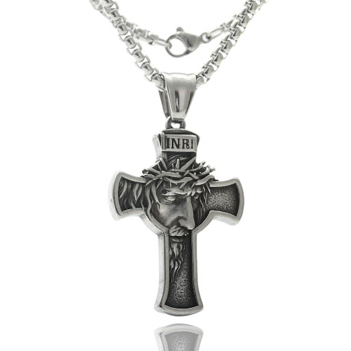Title 4, Collier Croix Homme Rétro Acier Titane Pendenti...