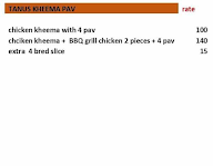 Tanu's Kheema & Rolls menu 1
