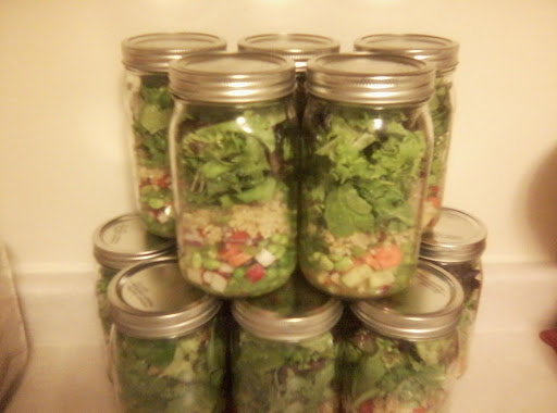 Organic salad in a jar.