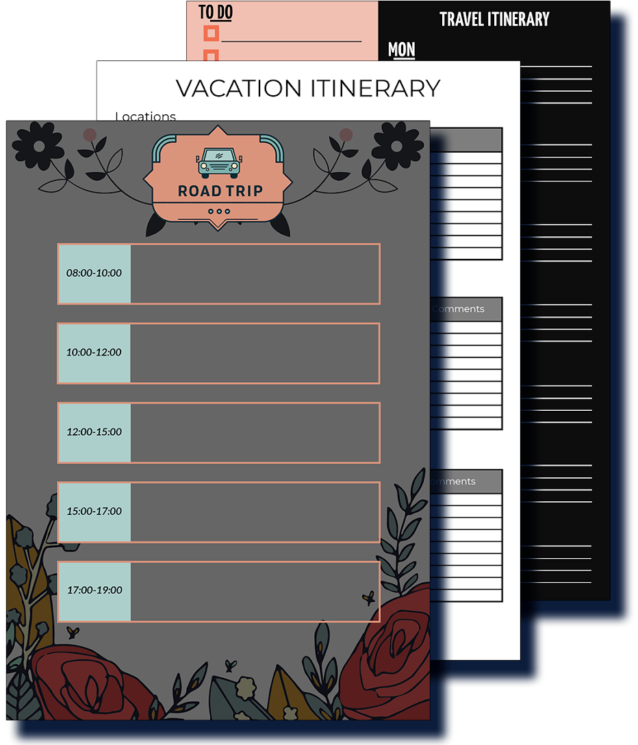 Travel Itinerary Templates Itinerary Template Design Wizard