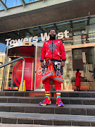 Sjava wearing Future Socks by Thabo Motsoane.