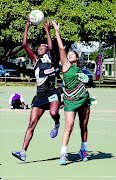 Melandi Pretorius of North West (right) and Jessica Khomo of KZN in action during the opening day of  the Spar national  championships  in Durban yesterday. /Reg Caldecott/Gallo Images