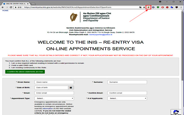 INIS REENTRY VISA chrome extension