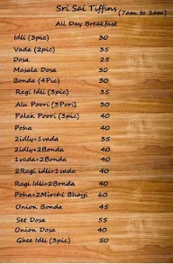 Sri Sai Tiffins menu 4