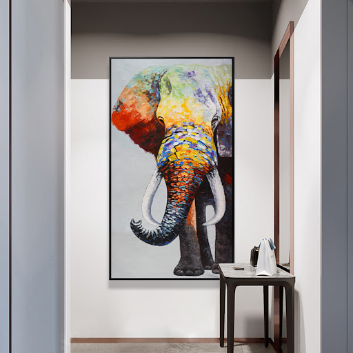 Title 4, Abstract Elephant Oil Painting Canvas Animal Wa...