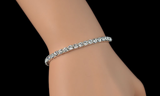 Title 16, Diamond-embedded Stretch Bracelet 2mm Single Ro...