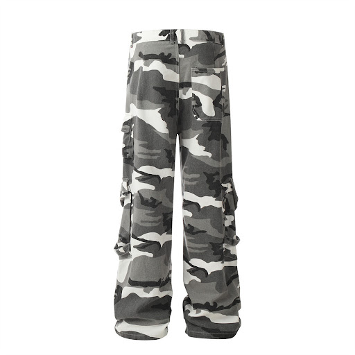 Title 9, Camouflage Contrast Color Baggy Straight Trouse...