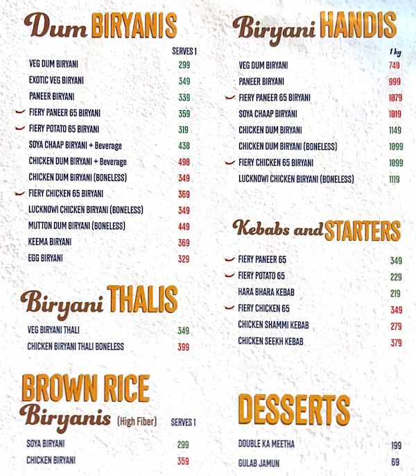 Biryani Blues menu 