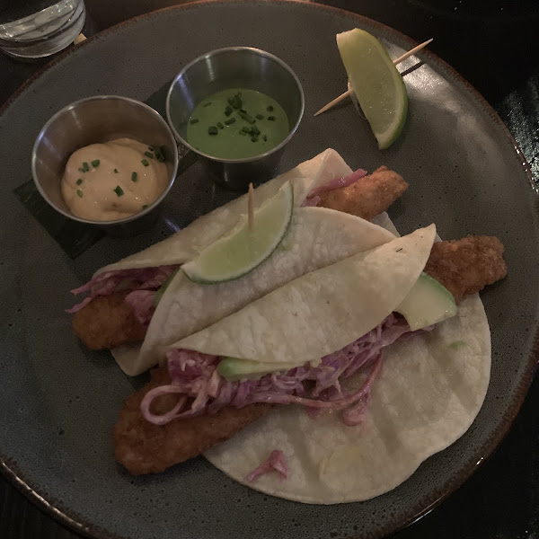 Fried fiah tacos with a plantain crust, so good!