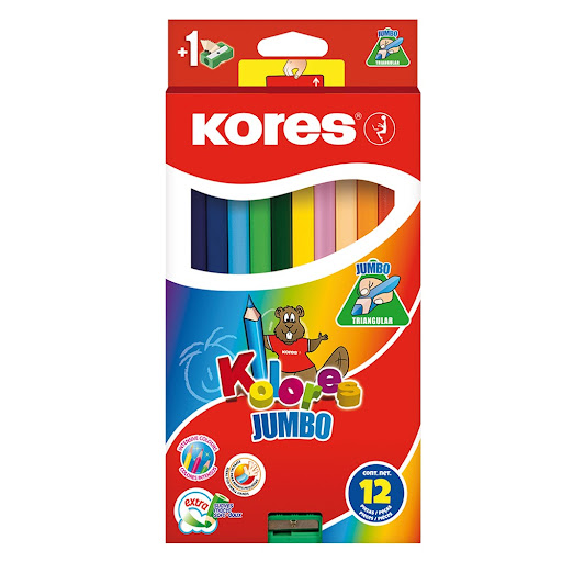 //Colores Kores Jumbo Triangulares + Sacapuntas 12 Und undefined