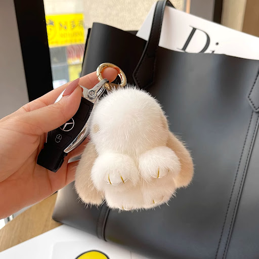 Title 3, Porte-clés Pendentif Lapin en Peluche Mink, Sup...