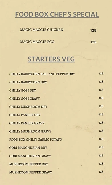 Food Box menu 