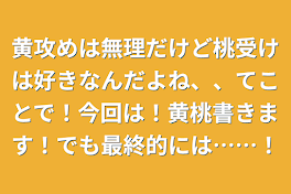 黄攻めは無理だけど桃受けは好きなんだよね、、てことで！今回は！黄桃書きます！でも最終的には……！