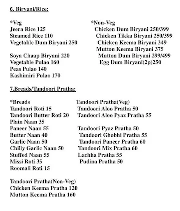 Tasty Tadka Tales menu 