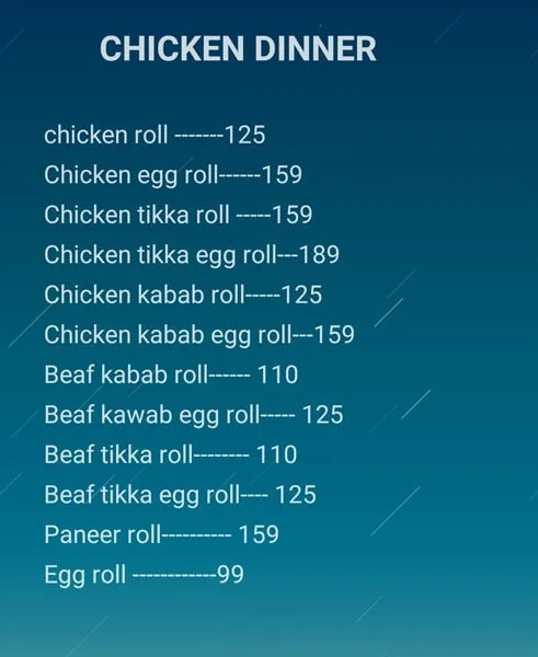 Spicy Delhi menu 