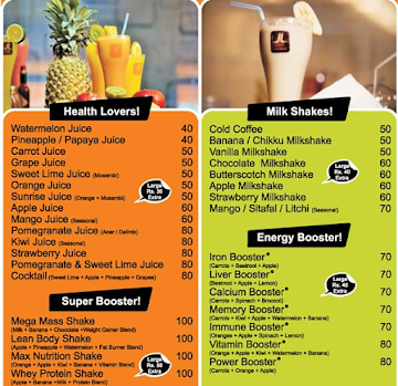 Juice Lounge menu 