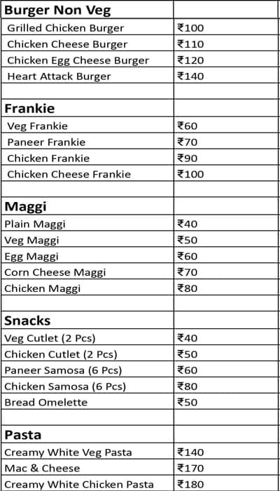 Juice Point menu 