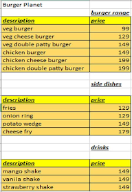 Burger Planet menu 1