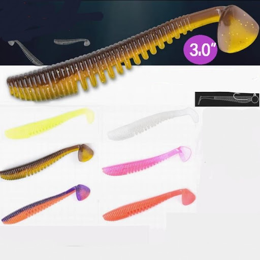 Title 5, Luya Soft Bait T-tail Shrimp Type Black Pit War...
