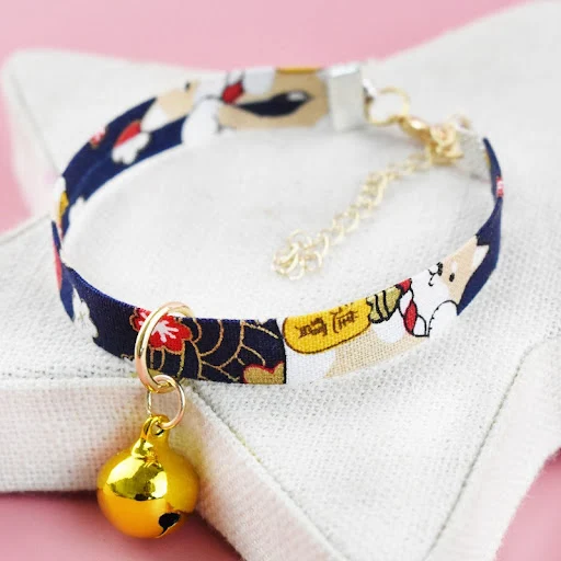 Cat Collars With Bell Pendant Adjustable Puppy Kitten Necklace Cartoon Cats Collars With Bells Cat Accessories Pet Supp