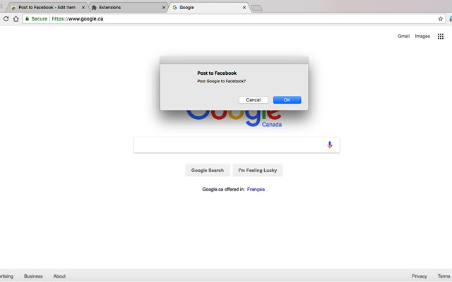 Post to Facebook chrome extension