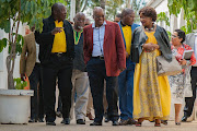 BIG SIX: ANC deputy president Cyril Ramaphosa, secretary-general Gwede Mantashe, President Jacob Zuma, treasurer Zweli Mkhize, chairman Baleka Mbete
and deputy secretary-general Jessie Duarte take a break from deliberations at a special NEC meeting in Irene yesterday. Pic: Daylin Paul. © The Times.