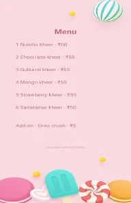 Kheerganga menu 1