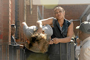 Lorcia Cooper as Tyson bulldozes a fellow inmate in  season five of prison drama Lockdown.