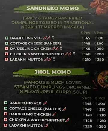 Momo King menu 