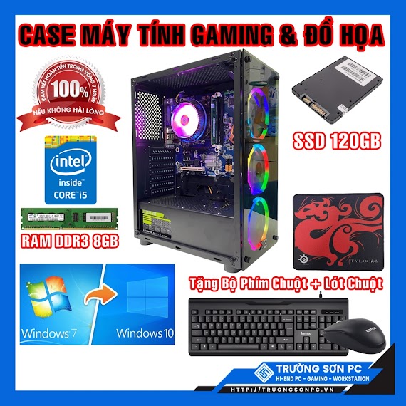 Case Máy Tính Chơi Game Có Led H81 Cpu Core I5 Ram 8G/ Ssd 120G/ Vga 2G Ddr5 | Aoe, Cf, Lol, Fifa Gta, Mu...