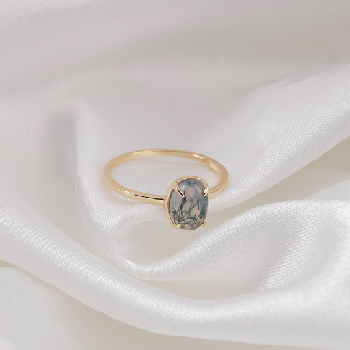 Title 4, Womens Natural Aquatic Agate Ring Elegant and ...